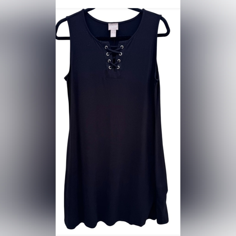 Chico's Black Lace-Up Mini Dress